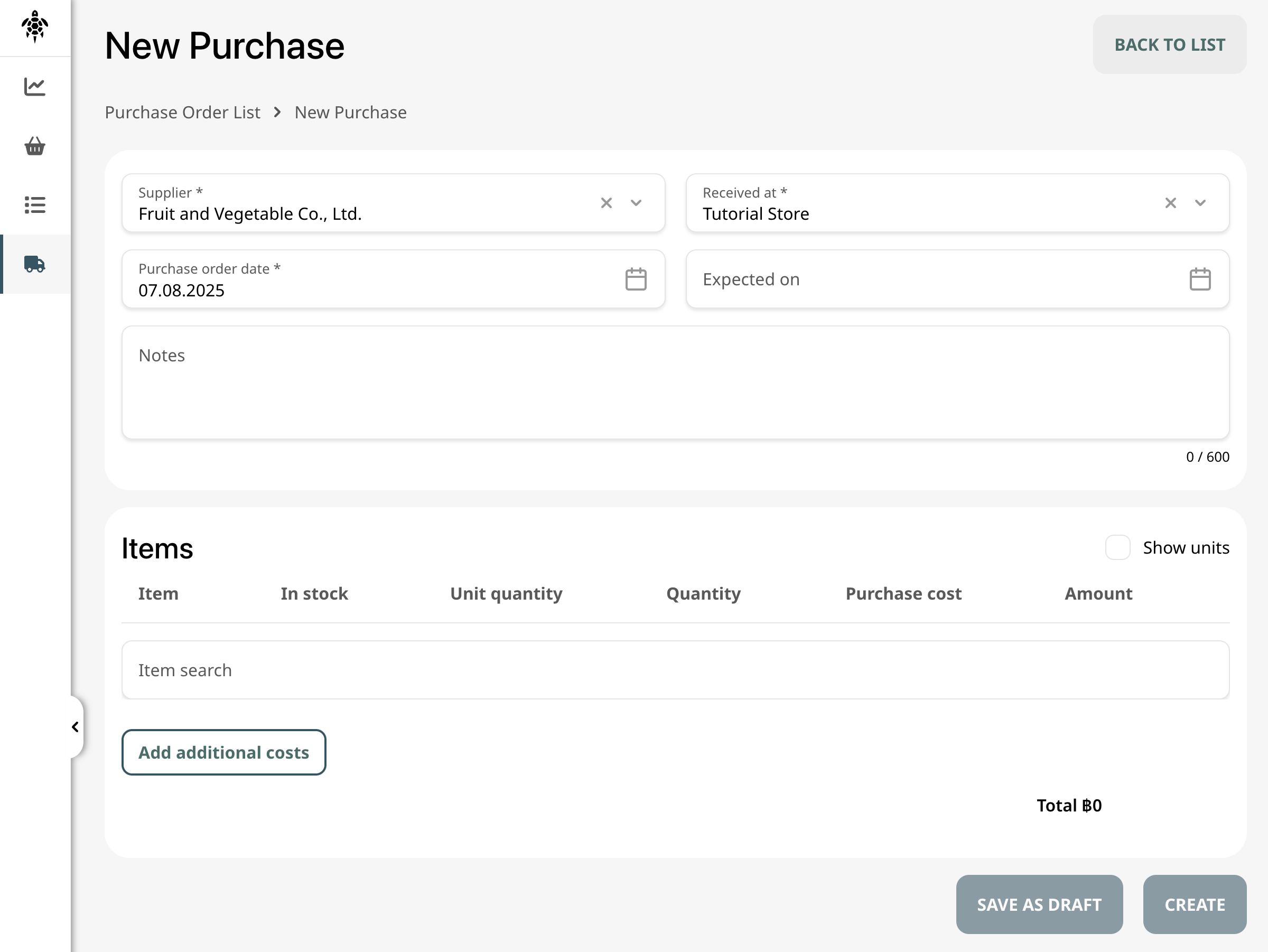 Purchase order form