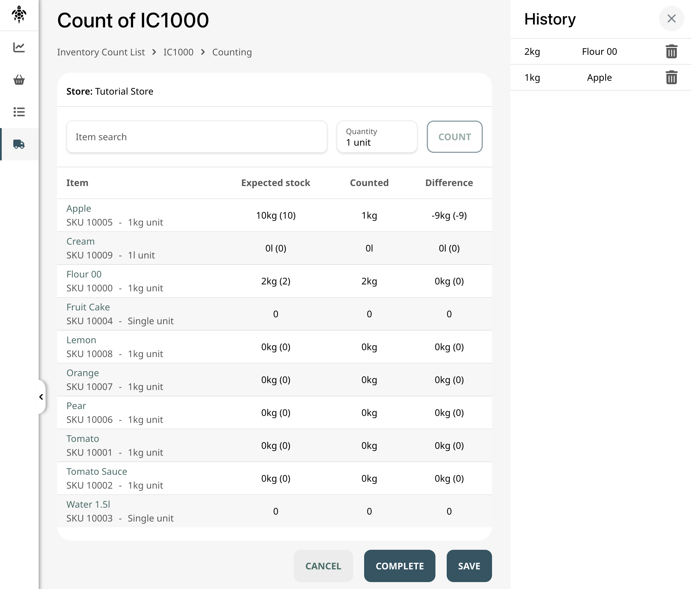 Start count form